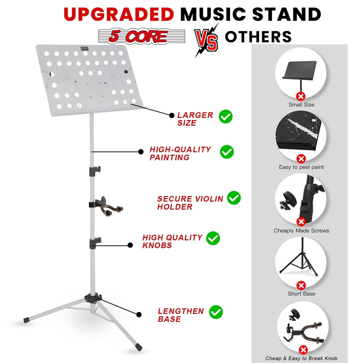 5 Core Music Stand Adjustable Desktop Book Stands Portable Sheet Holder All Metal Foldable Bookstand - HONORABLE VETERANS SOLUTIONS