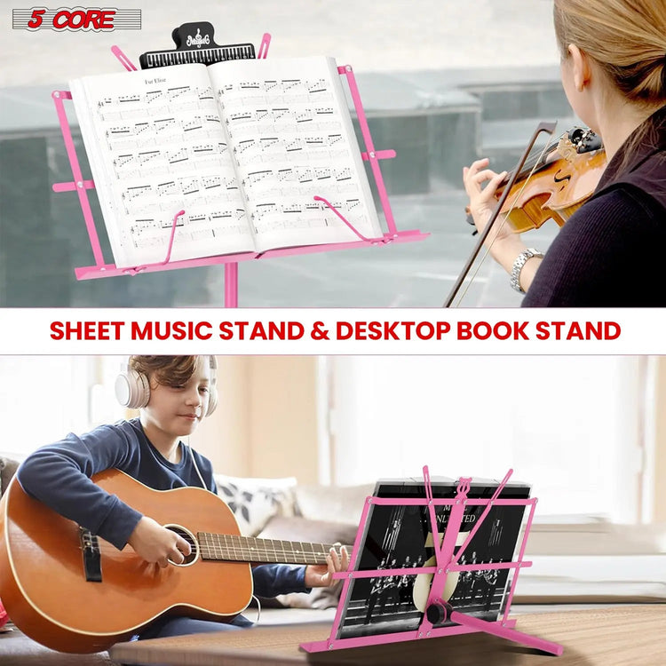 5 Core Music Stand Adjustable Desktop Book Stands Portable Sheet Holder All Metal Foldable Bookstand - HONORABLE VETERANS SOLUTIONS