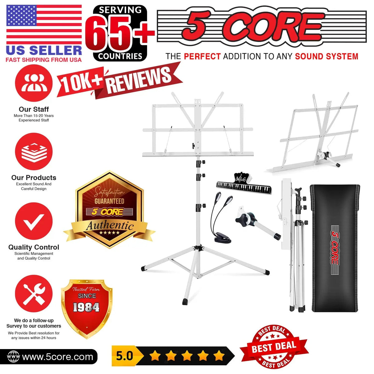 5 Core Music Stand Adjustable Desktop Book Stands Portable Sheet Holder All Metal Foldable Bookstand - HONORABLE VETERANS SOLUTIONS