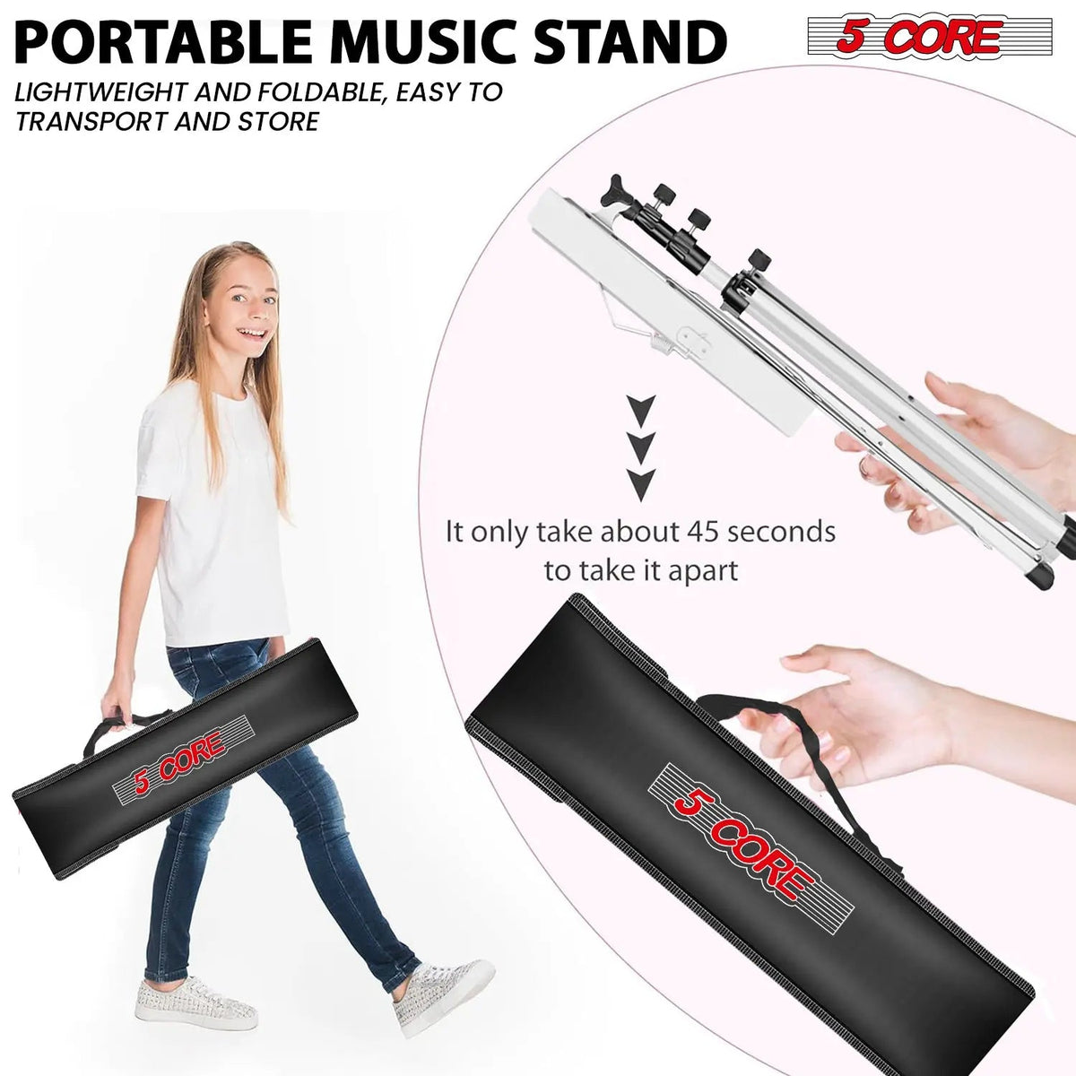 5 Core Music Stand Adjustable Desktop Book Stands Portable Sheet Holder All Metal Foldable Bookstand - HONORABLE VETERANS SOLUTIONS