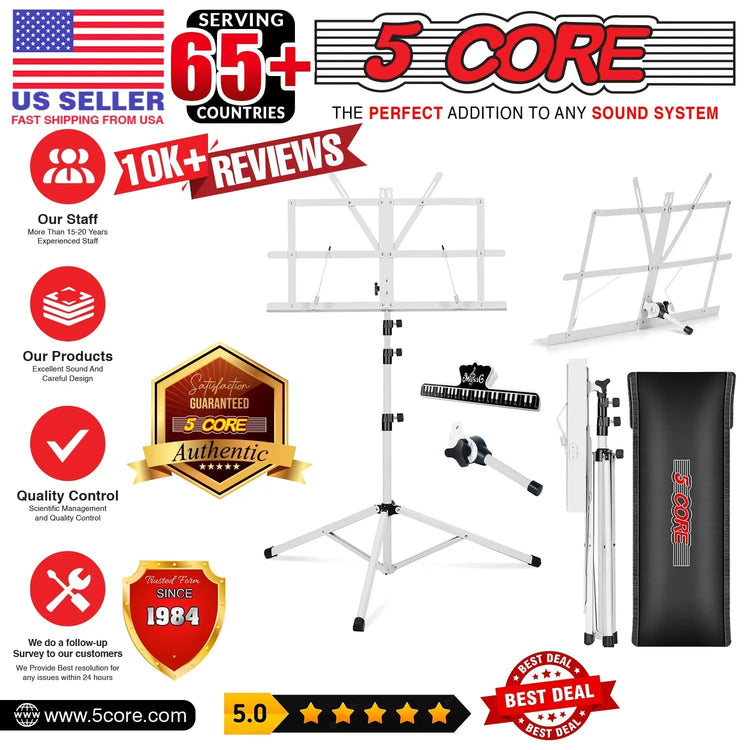 5 Core Music Stand Adjustable Desktop Book Stands Portable Sheet Holder All Metal Foldable Bookstand - HONORABLE VETERANS SOLUTIONS