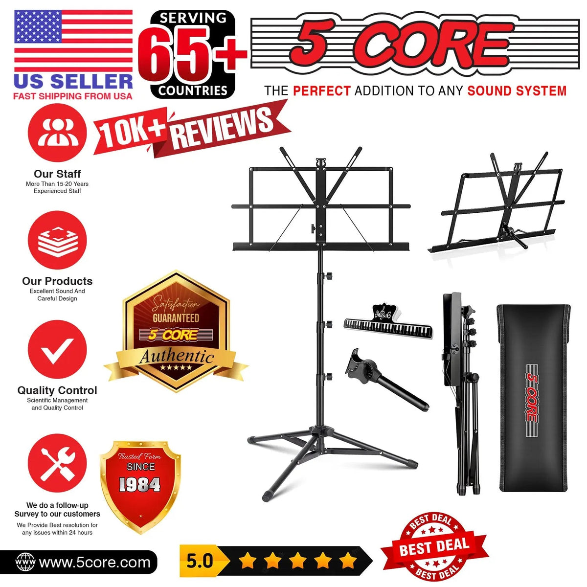 5 Core Music Stand Adjustable Desktop Book Stands Portable Sheet Holder All Metal Foldable Bookstand - HONORABLE VETERANS SOLUTIONS