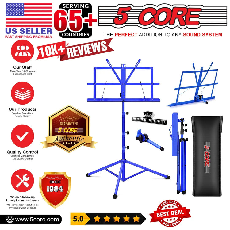 5 Core Music Stand Adjustable Desktop Book Stands Portable Sheet Holder All Metal Foldable Bookstand - HONORABLE VETERANS SOLUTIONS