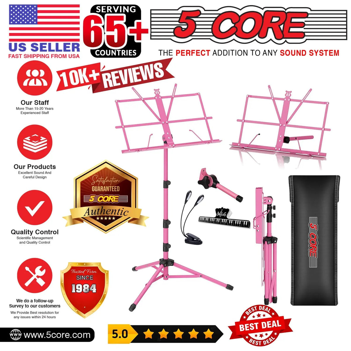 5 Core Music Stand Adjustable Desktop Book Stands Portable Sheet Holder All Metal Foldable Bookstand - HONORABLE VETERANS SOLUTIONS