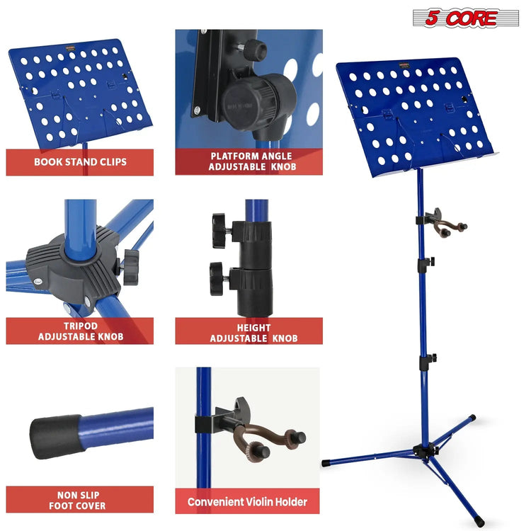 5 Core Music Stand Adjustable Desktop Book Stands Portable Sheet Holder All Metal Foldable Bookstand - HONORABLE VETERANS SOLUTIONS