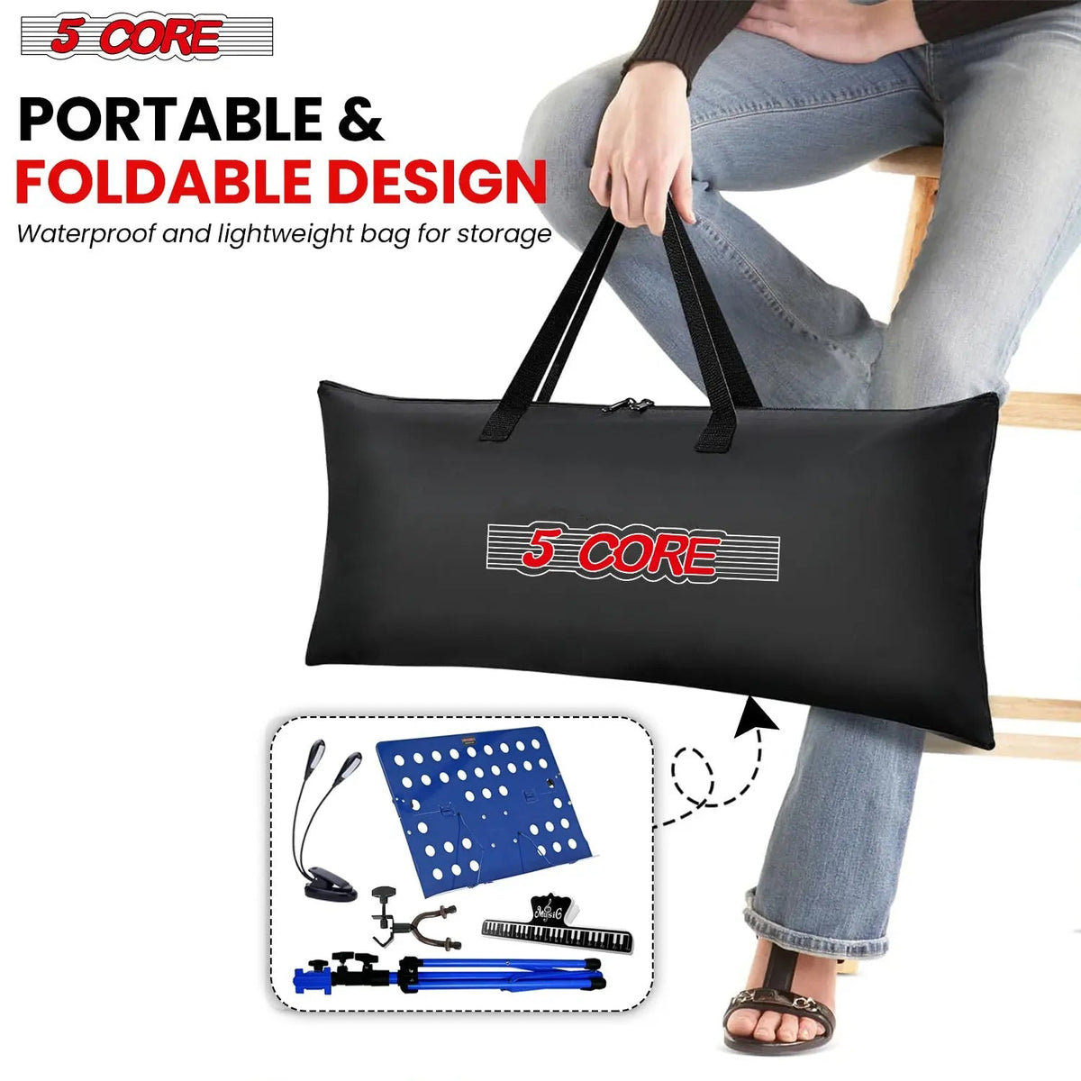 5 Core Music Stand Adjustable Desktop Book Stands Portable Sheet Holder All Metal Foldable Bookstand - HONORABLE VETERANS SOLUTIONS