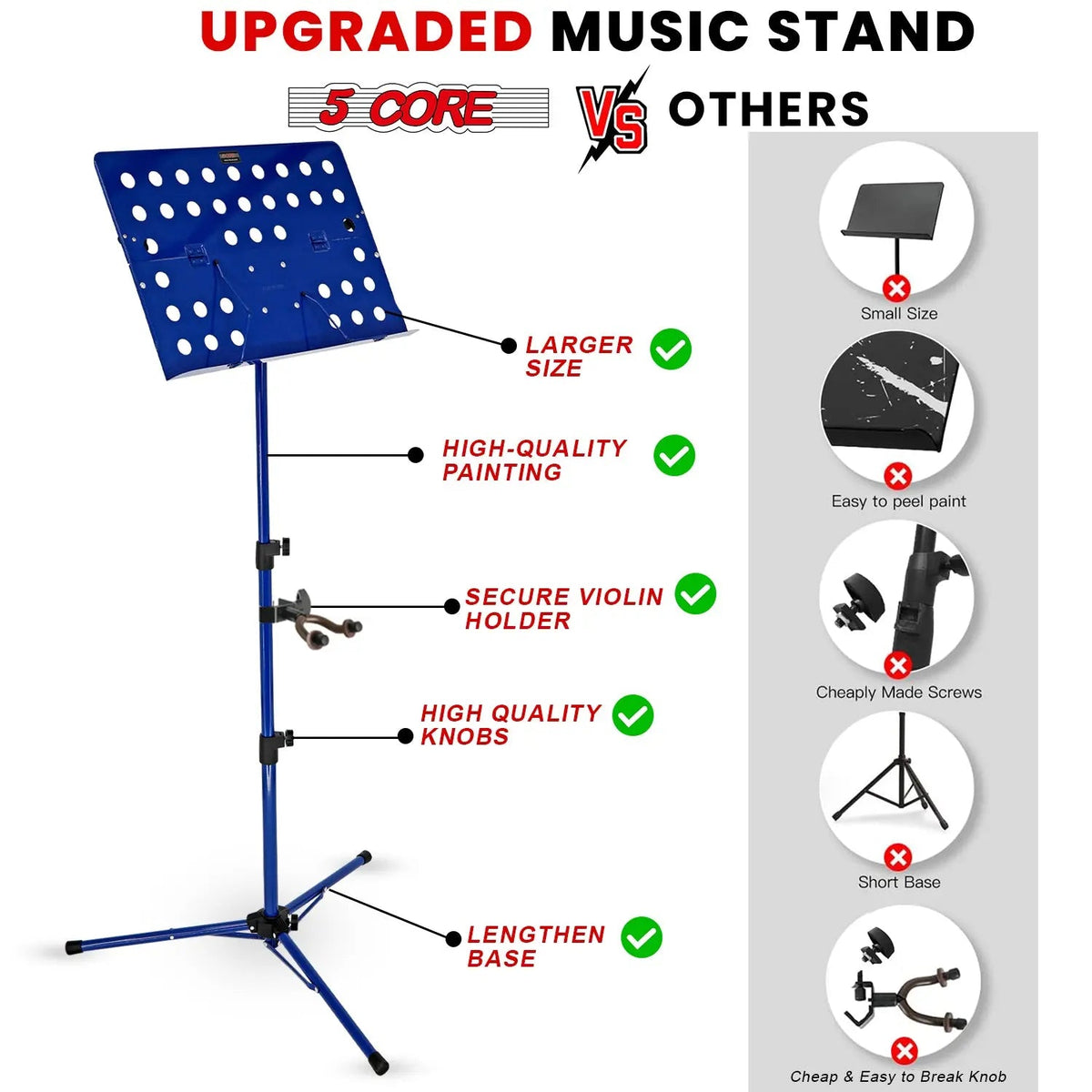 5 Core Music Stand Adjustable Desktop Book Stands Portable Sheet Holder All Metal Foldable Bookstand - HONORABLE VETERANS SOLUTIONS
