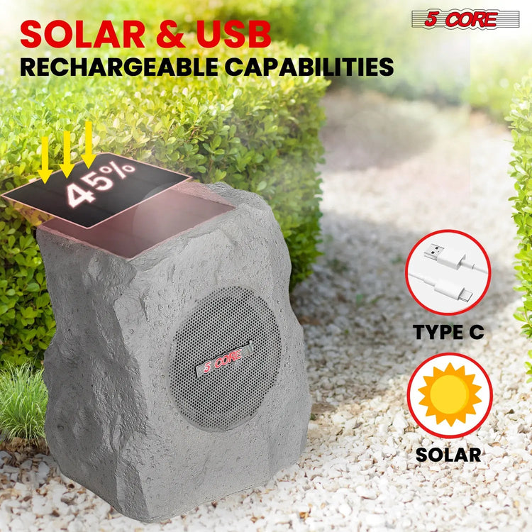5 Core Outdoor Rock Speakers 100W Bluetooth Waterproof Landscape Speaker for Patio Pool Outdoor - HONORABLE VETERANS SOLUTIONS