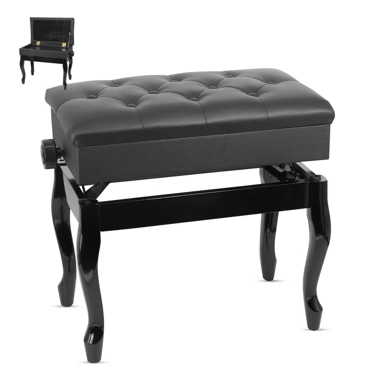 5 Core Piano Bench 3" Padded Cushioned Stool Wooden Heavy Duty Adjustable Musician Chair w Storage - HONORABLE VETERANS SOLUTIONS