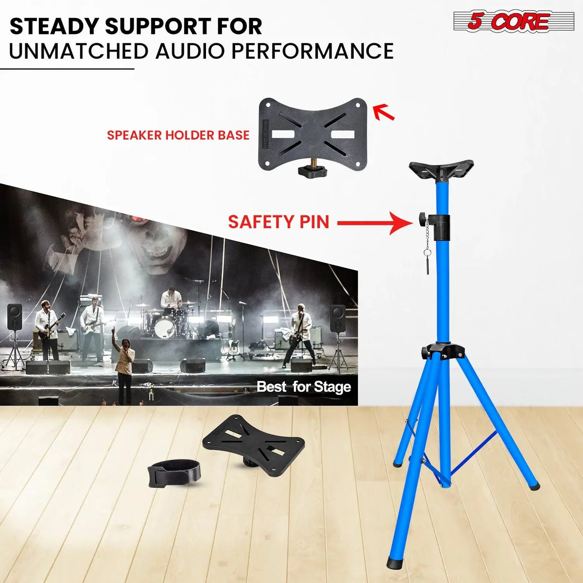 5 Core Speaker Stand Height Adjustable 48" Heavy Duty PA DJ Tripod Studio Monitor Stands - HONORABLE VETERANS SOLUTIONS