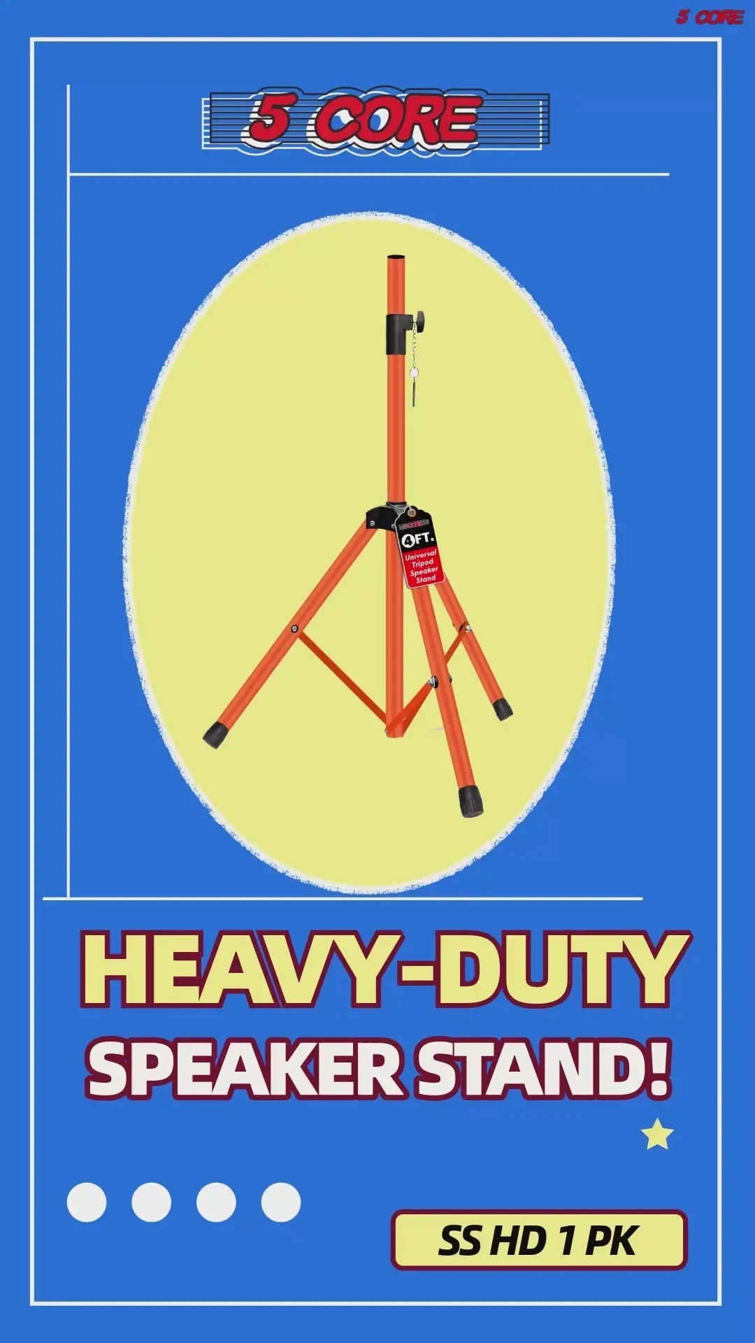 5 Core Speaker Stand Height Adjustable 48" Heavy Duty PA DJ Tripod Studio Monitor Stands - HONORABLE VETERANS SOLUTIONS