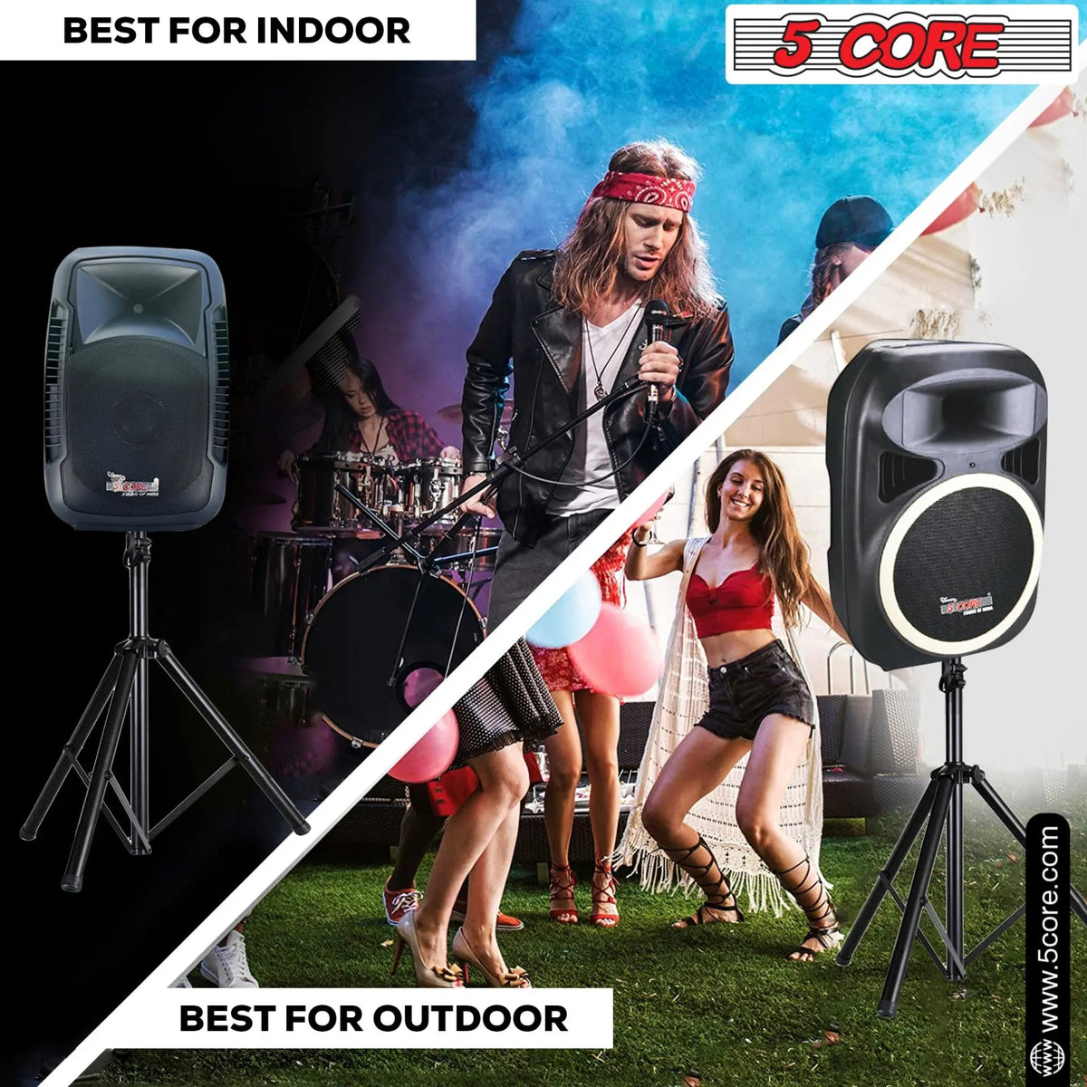5 Core Speaker Stand Height Adjustable 60" Heavy Duty PA DJ Tripod Studio Monitor Stands - HONORABLE VETERANS SOLUTIONS