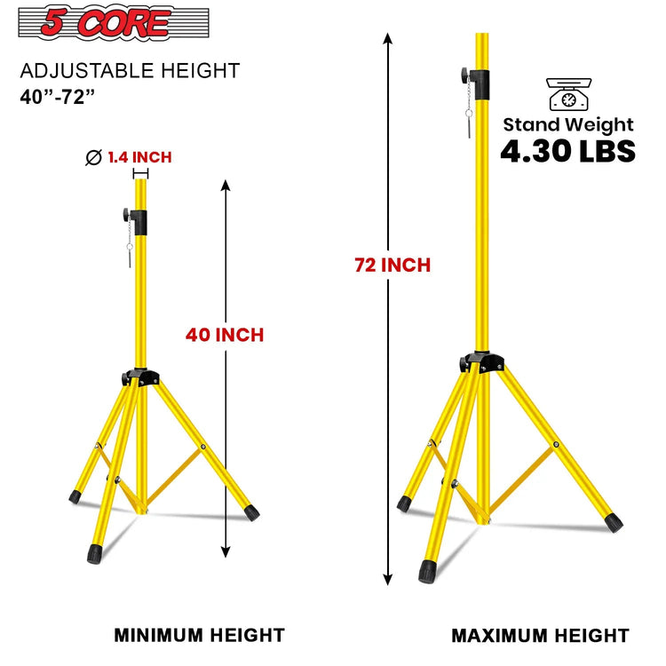 5 Core Speaker Stand Height Adjustable PA DJ Tripod Studio Monitor Stands w 35mm Compatible Insert - HONORABLE VETERANS SOLUTIONS