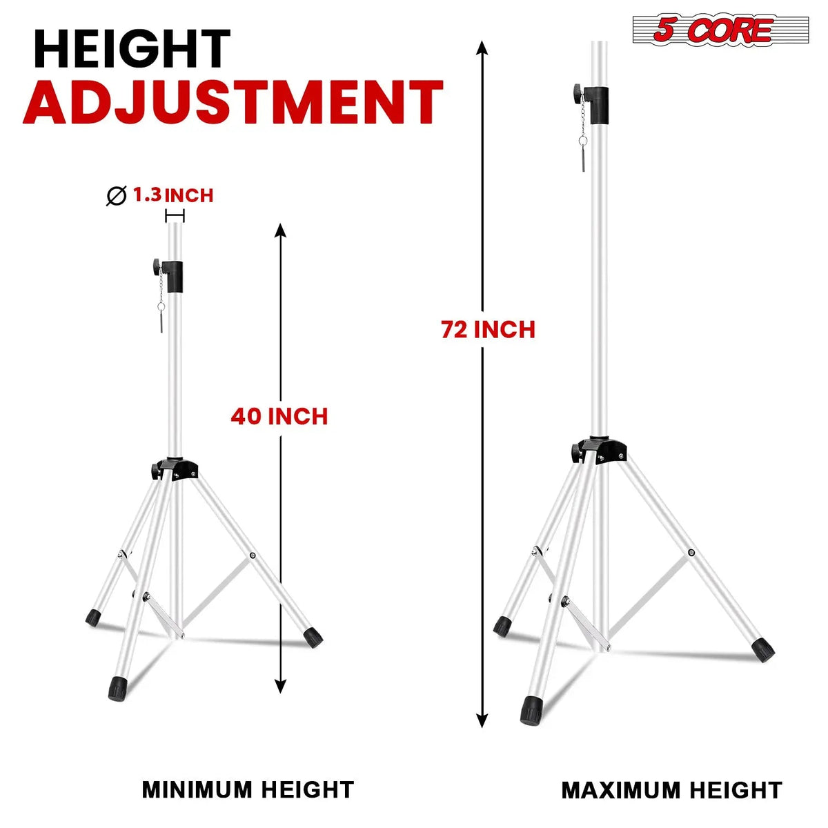 5 Core Speaker Stand Height Adjustable PA DJ Tripod Studio Monitor Stands w 35mm Compatible Insert - HONORABLE VETERANS SOLUTIONS