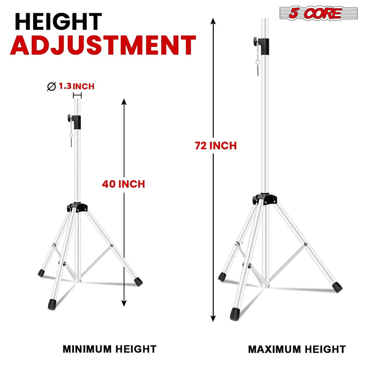 5 Core Speaker Stand Height Adjustable PA DJ Tripod Studio Monitor Stands w 35mm Compatible Insert - HONORABLE VETERANS SOLUTIONS