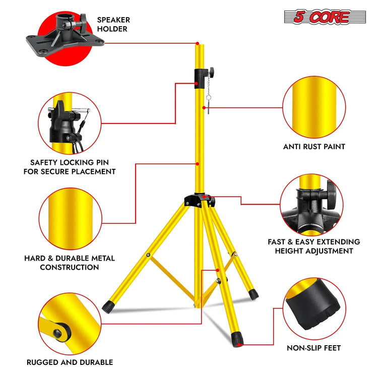 5 Core Speaker Stand Height Adjustable PA DJ Tripod Studio Monitor Stands w 35mm Compatible Insert - HONORABLE VETERANS SOLUTIONS