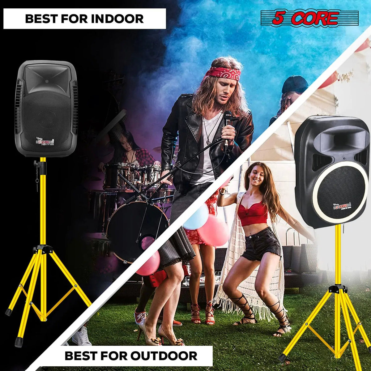 5 Core Speaker Stand Height Adjustable PA DJ Tripod Studio Monitor Stands w 35mm Compatible Insert - HONORABLE VETERANS SOLUTIONS