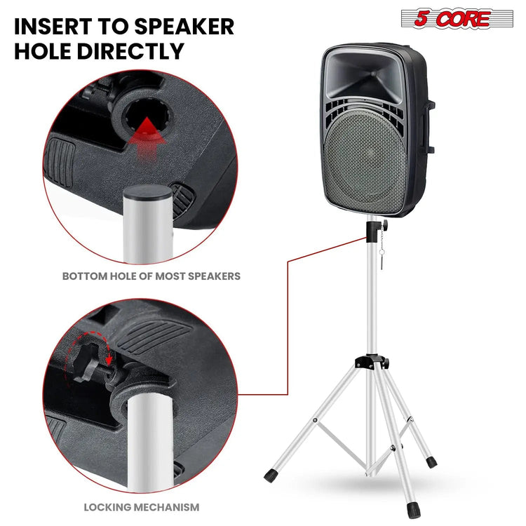 5 Core Speaker Stand Height Adjustable PA DJ Tripod Studio Monitor Stands w 35mm Compatible Insert - HONORABLE VETERANS SOLUTIONS