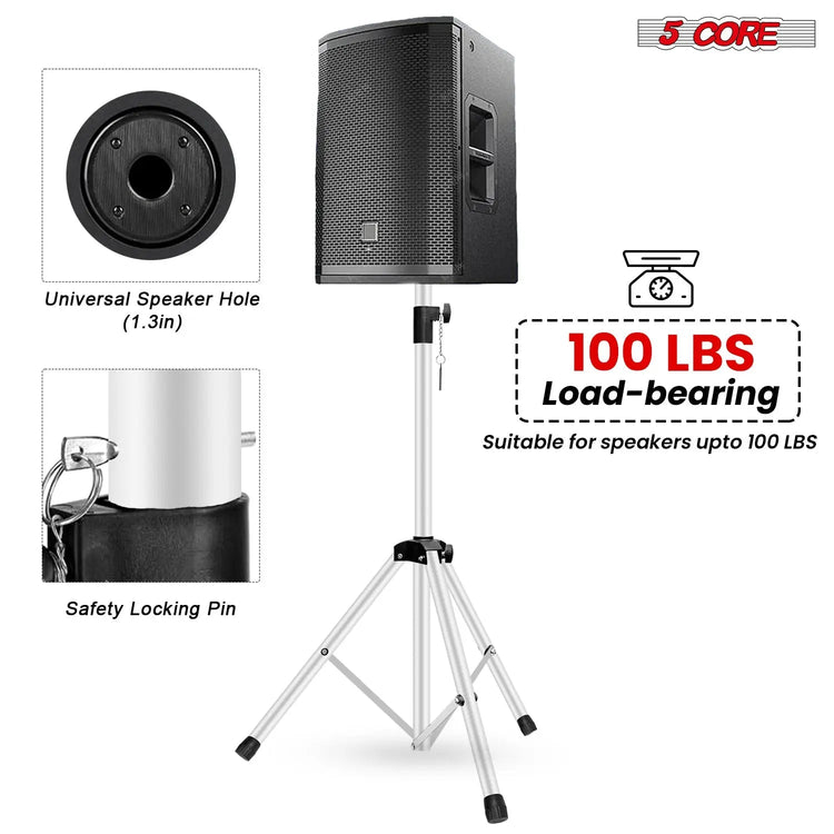 5 Core Speaker Stand Height Adjustable PA DJ Tripod Studio Monitor Stands w 35mm Compatible Insert - HONORABLE VETERANS SOLUTIONS