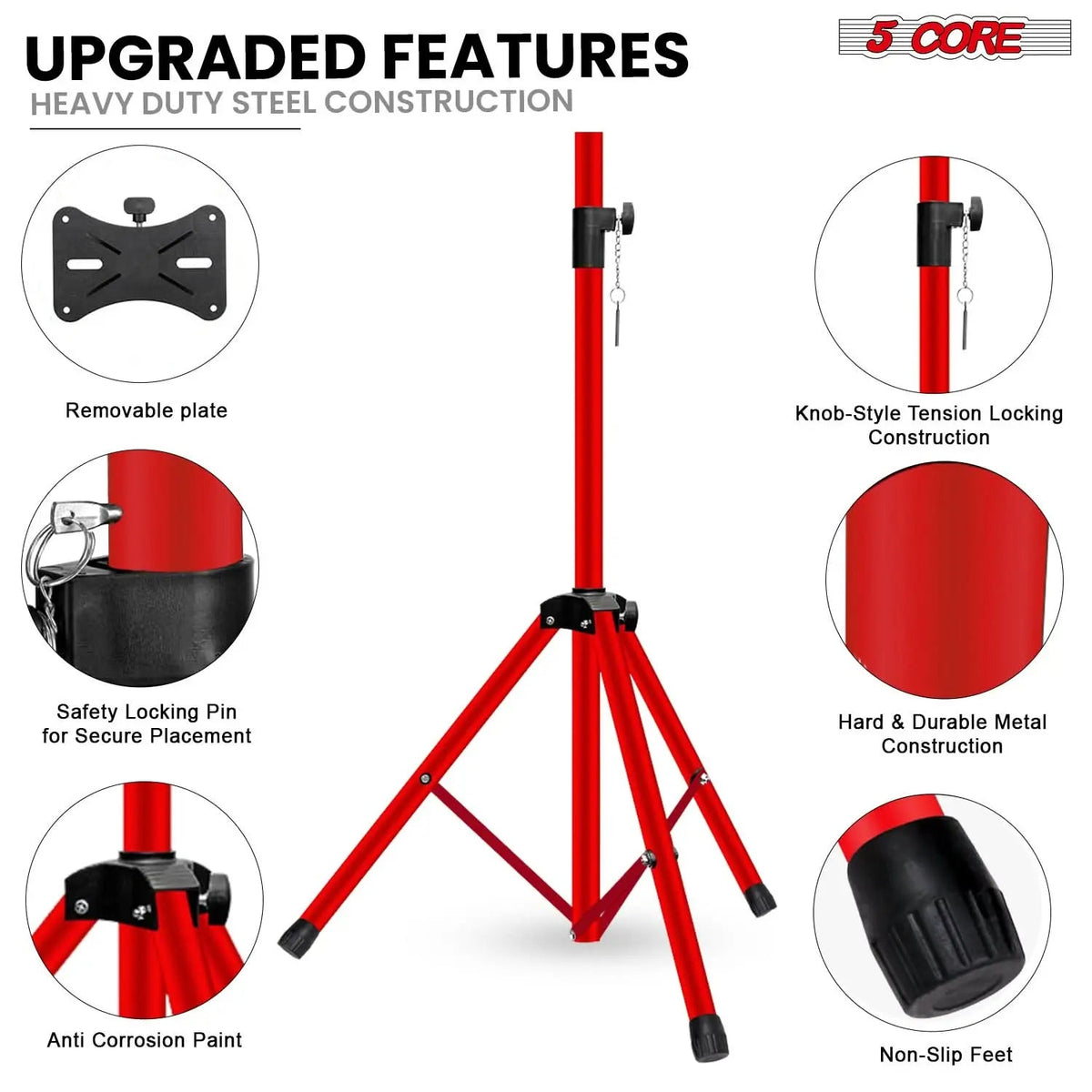 5 Core Speaker Stand Pair Height Adjustable 36" Heavy Duty PA DJ Tripod Studio Monitor Stands - HONORABLE VETERANS SOLUTIONS