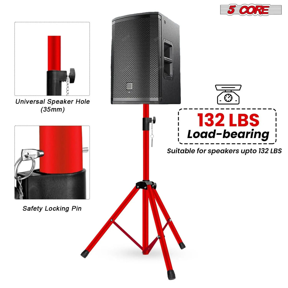 5 Core Speaker Stand Pair Height Adjustable 36" Heavy Duty PA DJ Tripod Studio Monitor Stands - HONORABLE VETERANS SOLUTIONS