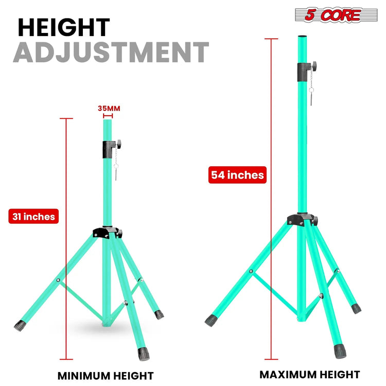 5 Core Speaker Stand Pair Height Adjustable 54" Heavy Duty PA DJ Tripod Studio Monitor Stands - HONORABLE VETERANS SOLUTIONS