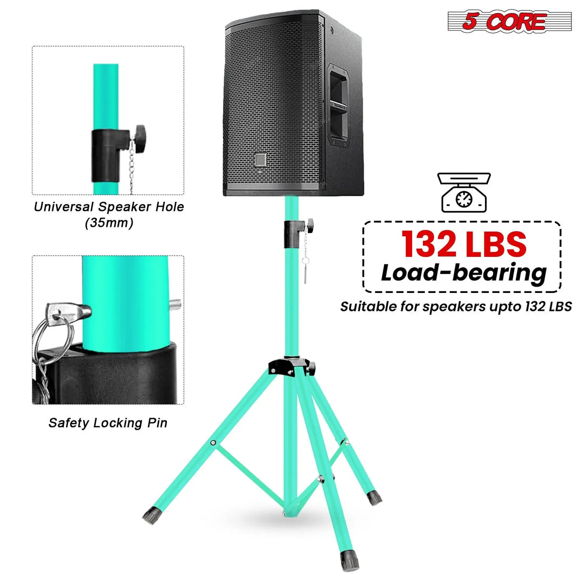 5 Core Speaker Stand Pair Height Adjustable 54" Heavy Duty PA DJ Tripod Studio Monitor Stands - HONORABLE VETERANS SOLUTIONS