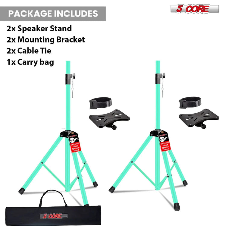 5 Core Speaker Stand Pair Height Adjustable 54" Heavy Duty PA DJ Tripod Studio Monitor Stands - HONORABLE VETERANS SOLUTIONS