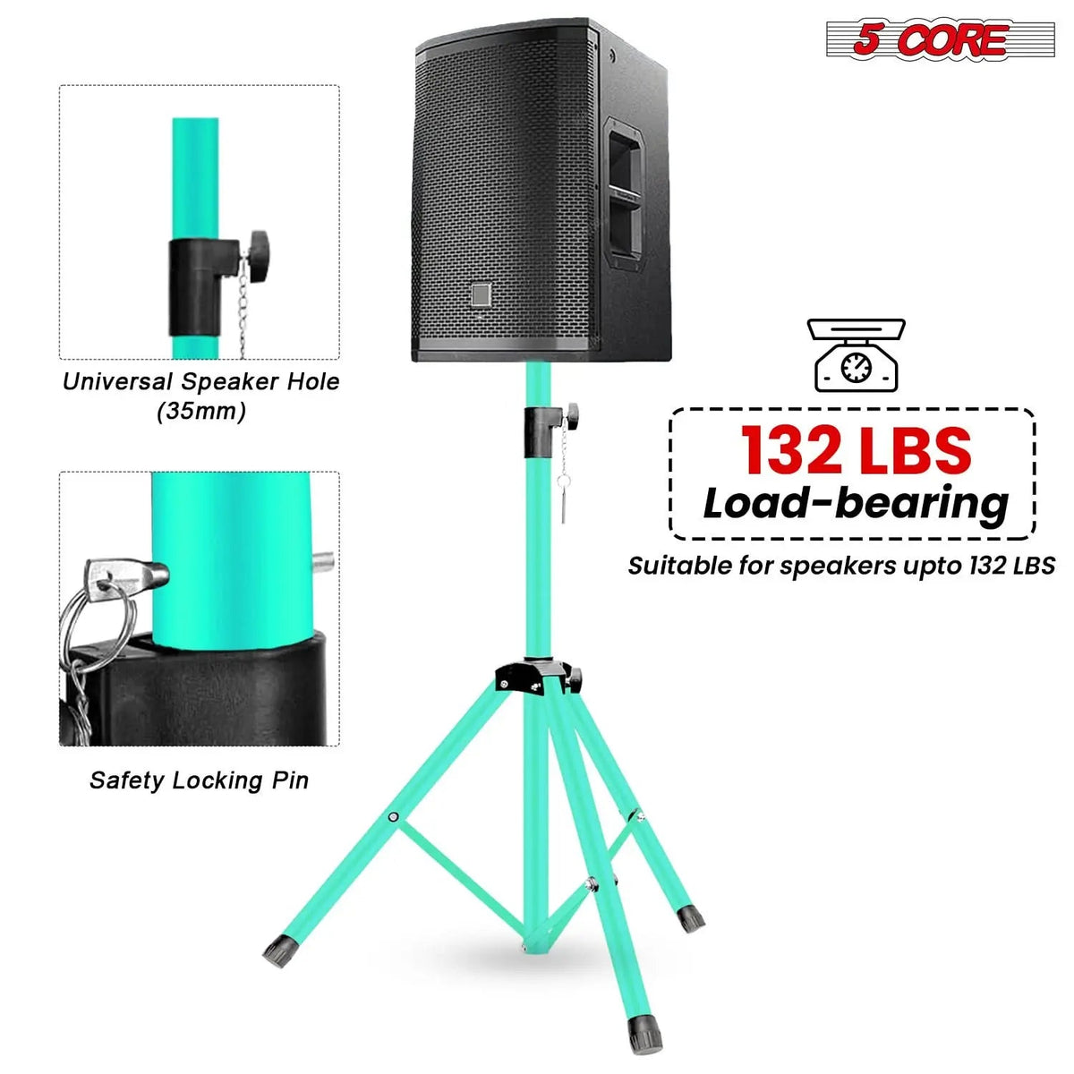 5 Core Speaker Stand Pair Height Adjustable 54" Heavy Duty PA DJ Tripod Studio Monitor Stands - HONORABLE VETERANS SOLUTIONS