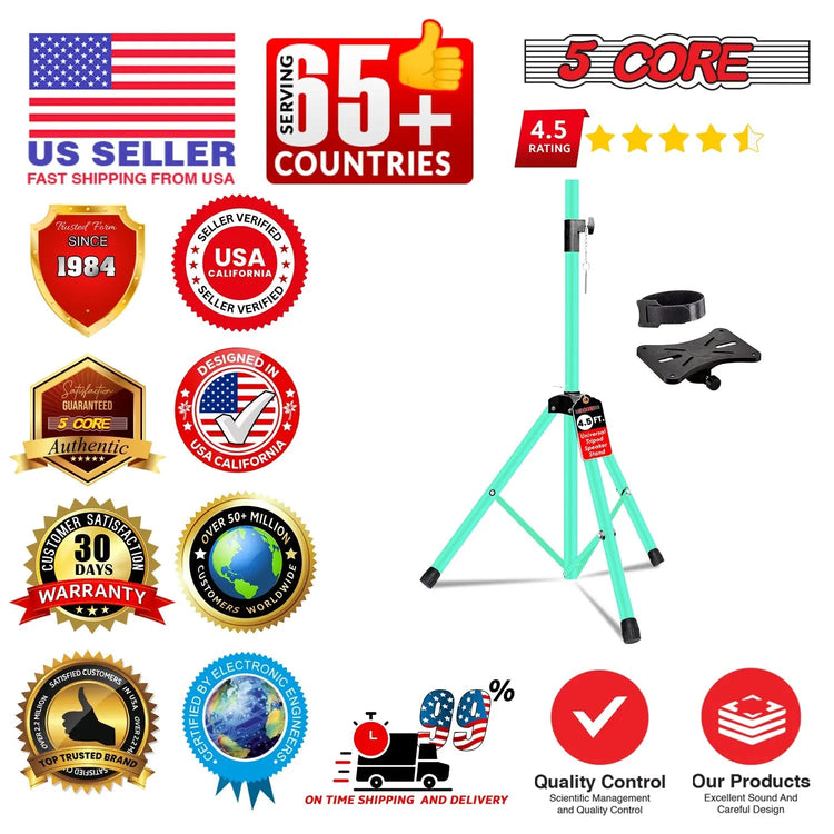5 Core Speaker Stand Pair Height Adjustable 54" Heavy Duty PA DJ Tripod Studio Monitor Stands - HONORABLE VETERANS SOLUTIONS