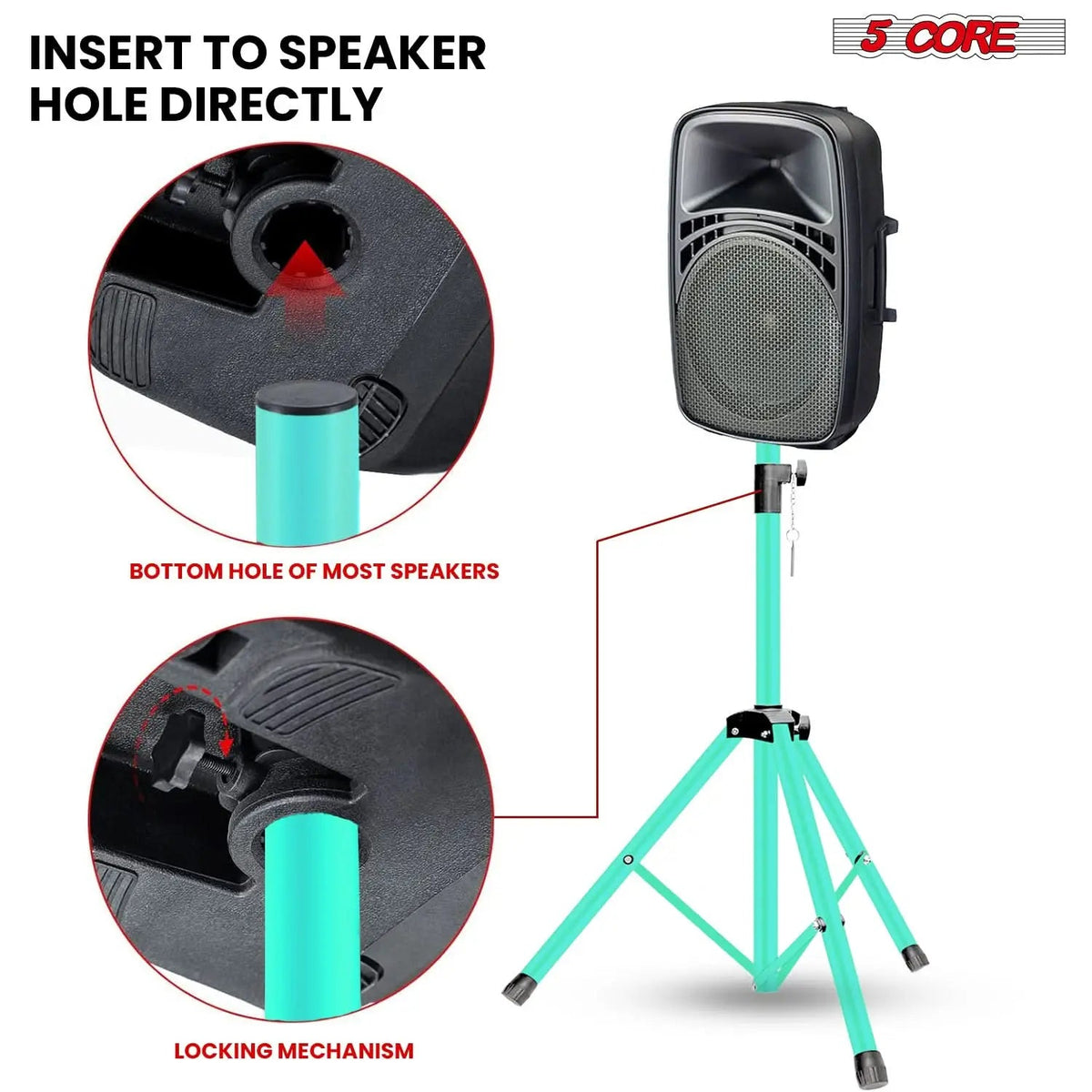 5 Core Speaker Stand Pair Height Adjustable 54" Heavy Duty PA DJ Tripod Studio Monitor Stands - HONORABLE VETERANS SOLUTIONS