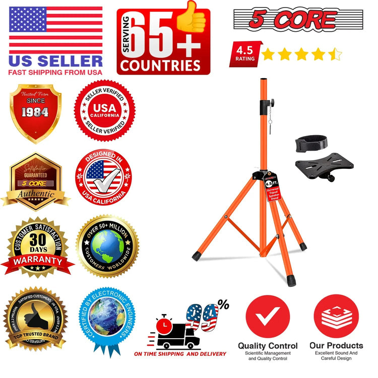 5 Core Speaker Stand Pair Height Adjustable 54" Heavy Duty PA DJ Tripod Studio Monitor Stands - HONORABLE VETERANS SOLUTIONS