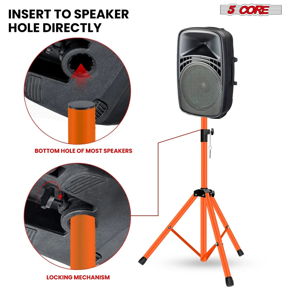 5 Core Speaker Stand Pair Height Adjustable 54" Heavy Duty PA DJ Tripod Studio Monitor Stands - HONORABLE VETERANS SOLUTIONS