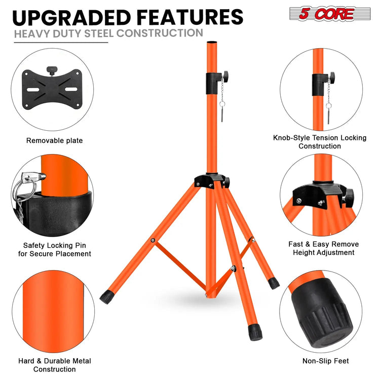 5 Core Speaker Stand Pair Height Adjustable 54" Heavy Duty PA DJ Tripod Studio Monitor Stands - HONORABLE VETERANS SOLUTIONS