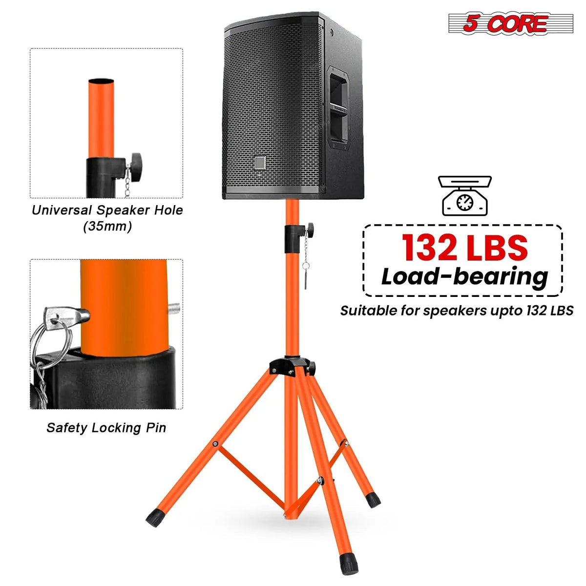 5 Core Speaker Stand Pair Height Adjustable 54" Heavy Duty PA DJ Tripod Studio Monitor Stands - HONORABLE VETERANS SOLUTIONS
