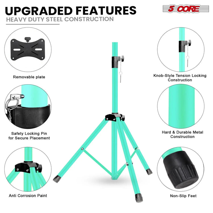 5 Core Speaker Stand Pair Height Adjustable 54" Heavy Duty PA DJ Tripod Studio Monitor Stands - HONORABLE VETERANS SOLUTIONS