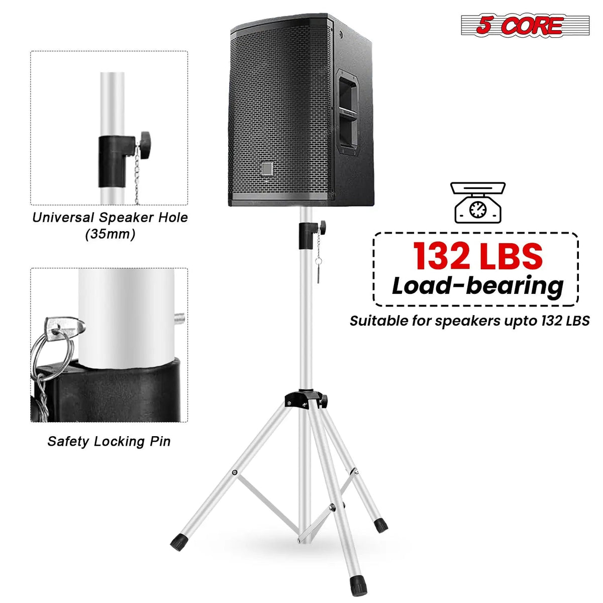 5 Core Speaker Stand Pair Height Adjustable 54" Heavy Duty PA DJ Tripod Studio Monitor Stands - HONORABLE VETERANS SOLUTIONS