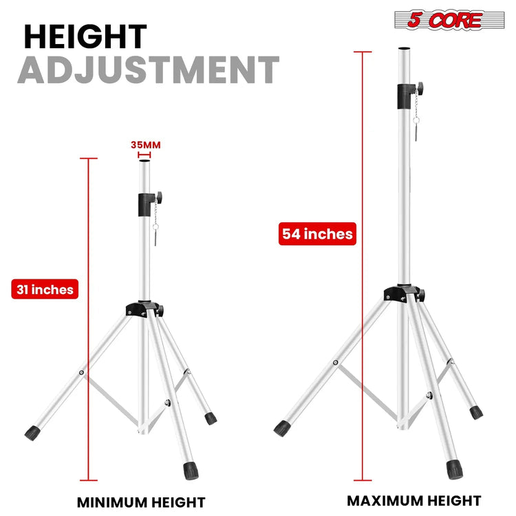 5 Core Speaker Stand Pair Height Adjustable 54" Heavy Duty PA DJ Tripod Studio Monitor Stands - HONORABLE VETERANS SOLUTIONS