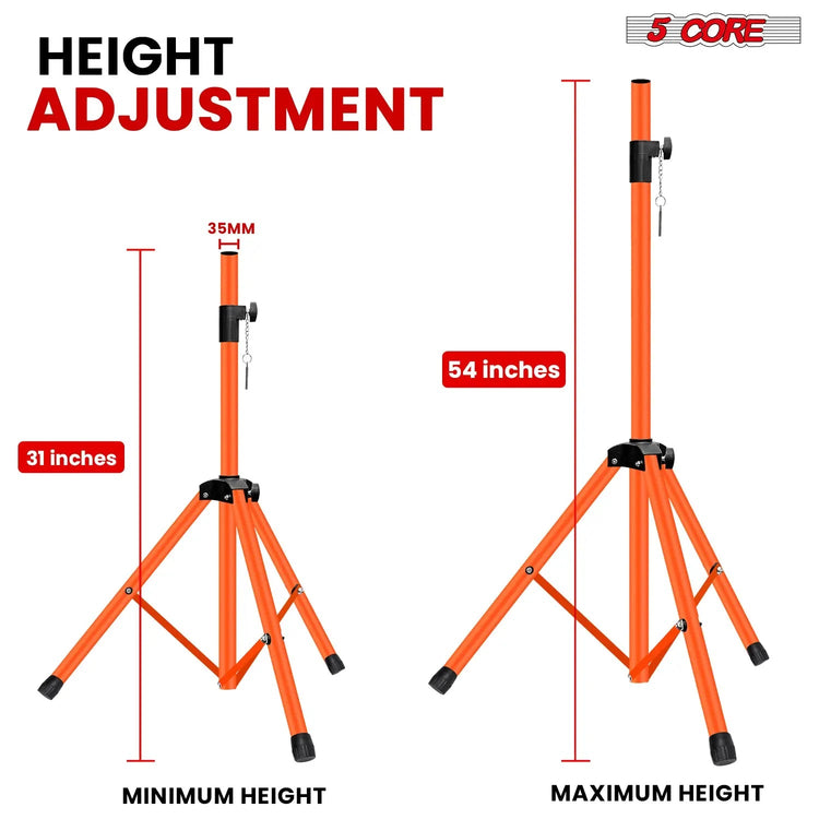 5 Core Speaker Stand Pair Height Adjustable 54" Heavy Duty PA DJ Tripod Studio Monitor Stands - HONORABLE VETERANS SOLUTIONS