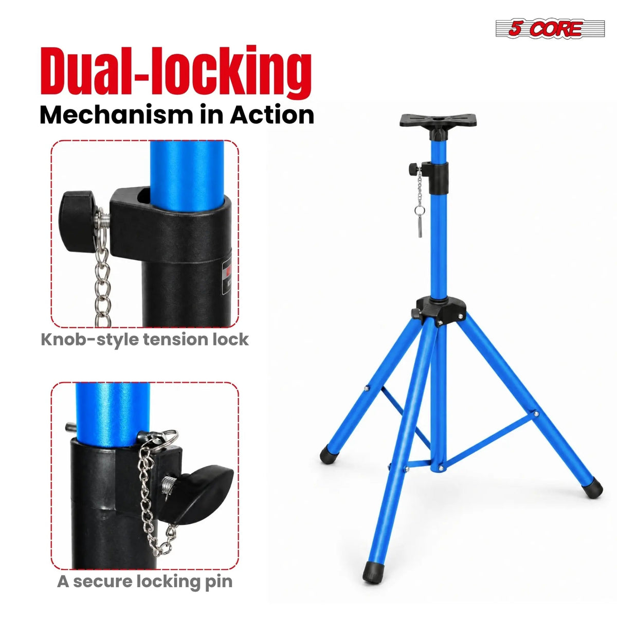 5 Core Speaker Stand Pair Height Adjustable 72" Heavy Duty PA DJ Tripod Studio Monitor Stands - HONORABLE VETERANS SOLUTIONS