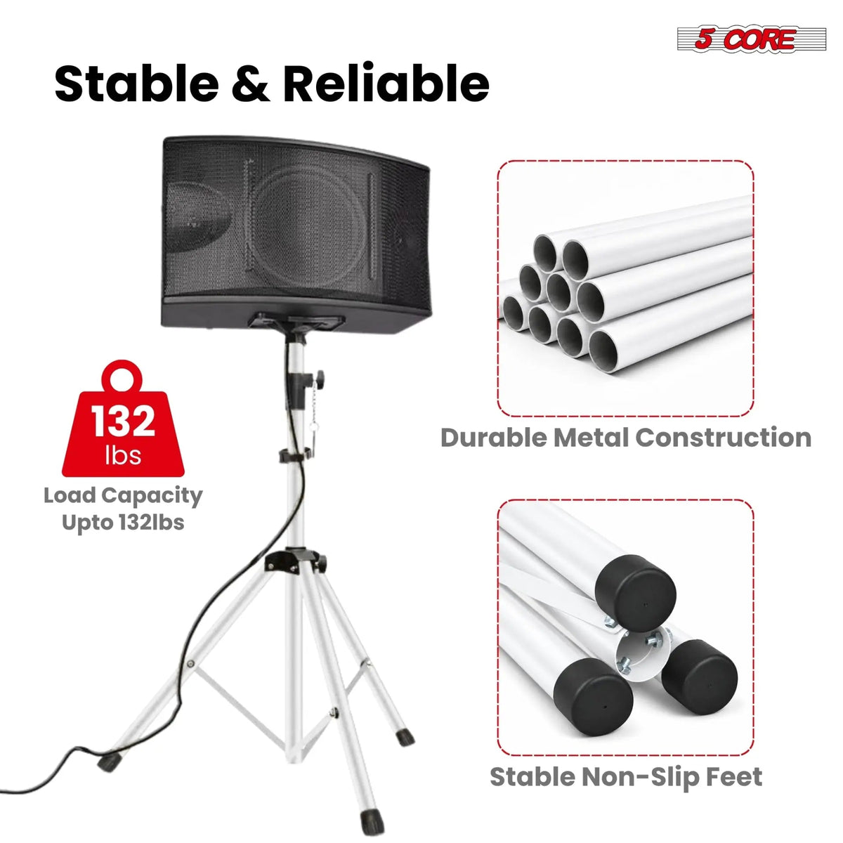 5 Core Speaker Stand Pair Height Adjustable 72" Heavy Duty PA DJ Tripod Studio Monitor Stands - HONORABLE VETERANS SOLUTIONS