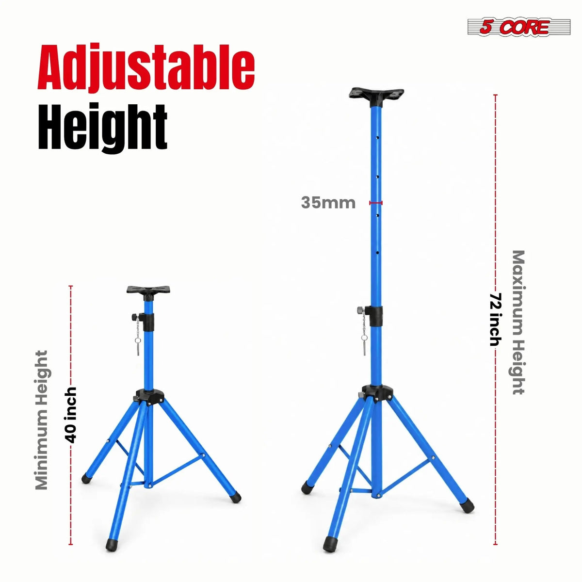 5 Core Speaker Stand Pair Height Adjustable 72" Heavy Duty PA DJ Tripod Studio Monitor Stands - HONORABLE VETERANS SOLUTIONS