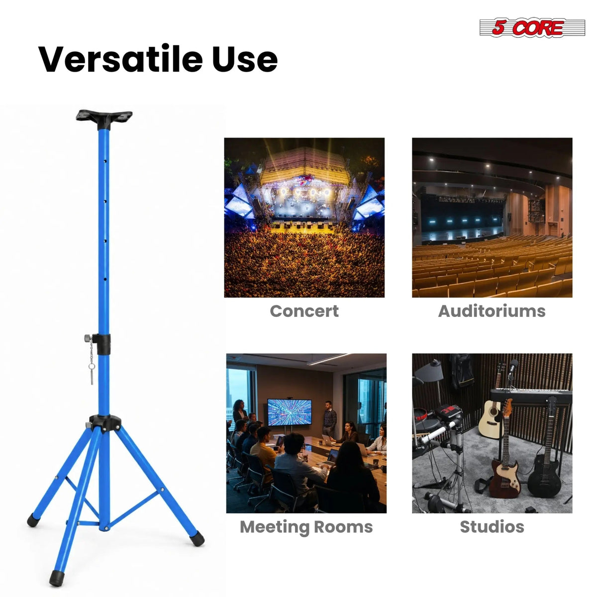 5 Core Speaker Stand Pair Height Adjustable 72" Heavy Duty PA DJ Tripod Studio Monitor Stands - HONORABLE VETERANS SOLUTIONS