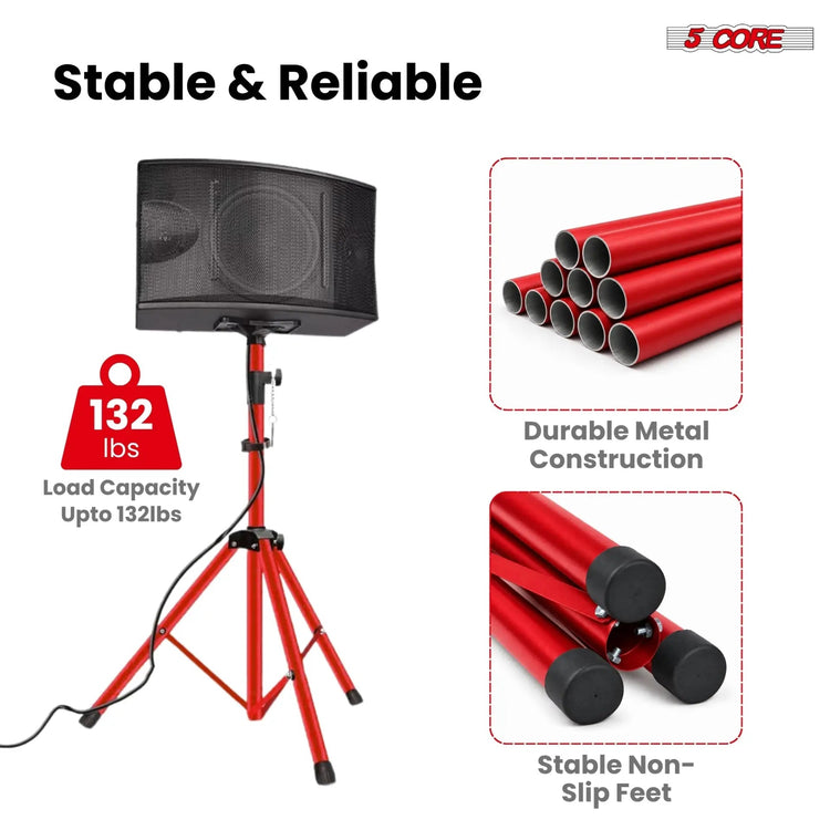 5 Core Speaker Stand Pair Height Adjustable 72" Heavy Duty PA DJ Tripod Studio Monitor Stands - HONORABLE VETERANS SOLUTIONS