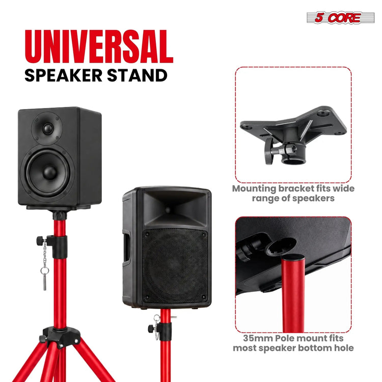 5 Core Speaker Stand Pair Height Adjustable 72" Heavy Duty PA DJ Tripod Studio Monitor Stands - HONORABLE VETERANS SOLUTIONS