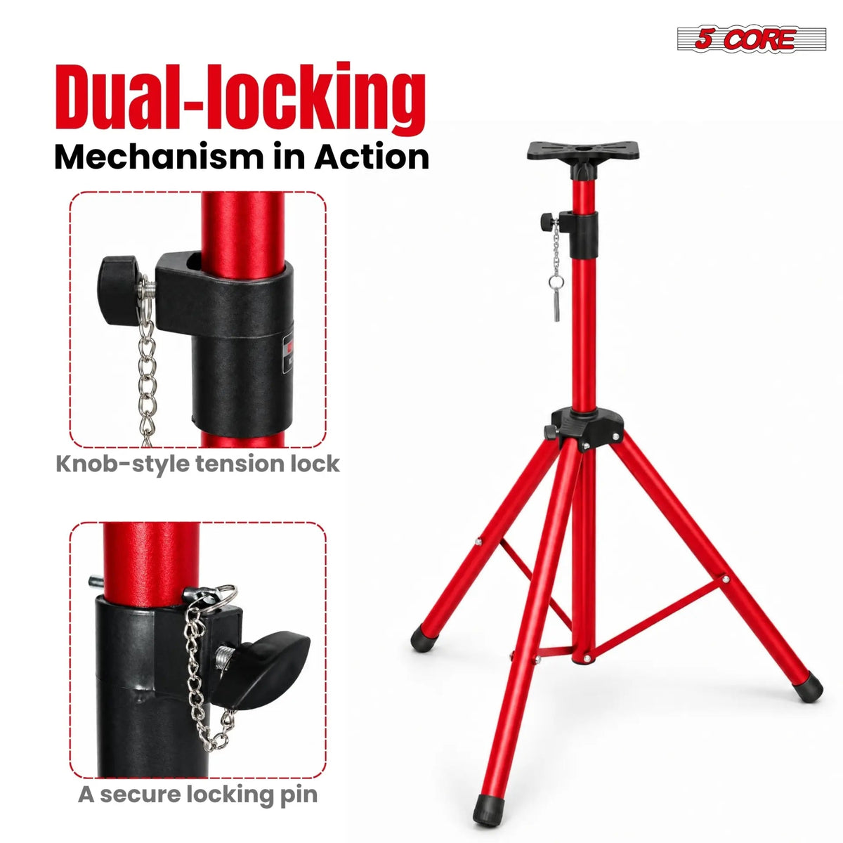 5 Core Speaker Stand Pair Height Adjustable 72" Heavy Duty PA DJ Tripod Studio Monitor Stands - HONORABLE VETERANS SOLUTIONS