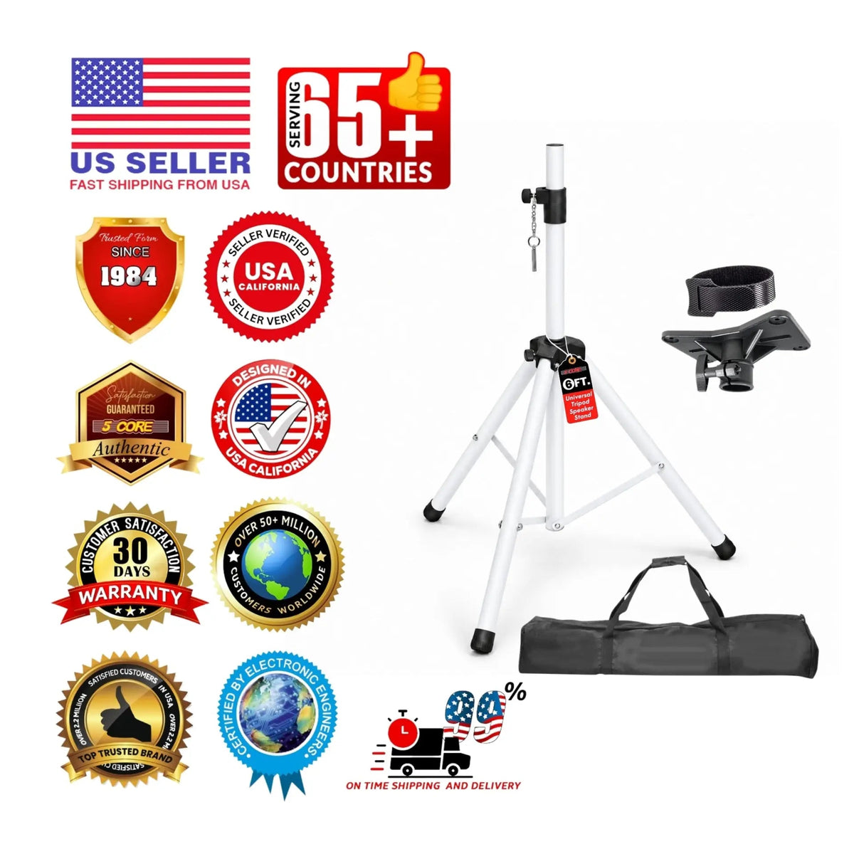 5 Core Speaker Stand Pair Height Adjustable 72" Heavy Duty PA DJ Tripod Studio Monitor Stands - HONORABLE VETERANS SOLUTIONS