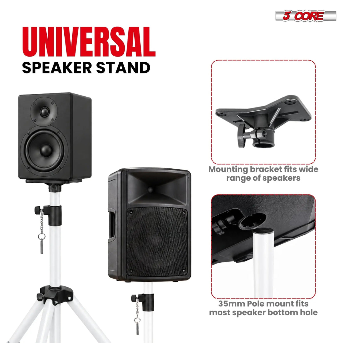5 Core Speaker Stand Pair Height Adjustable 72" Heavy Duty PA DJ Tripod Studio Monitor Stands - HONORABLE VETERANS SOLUTIONS