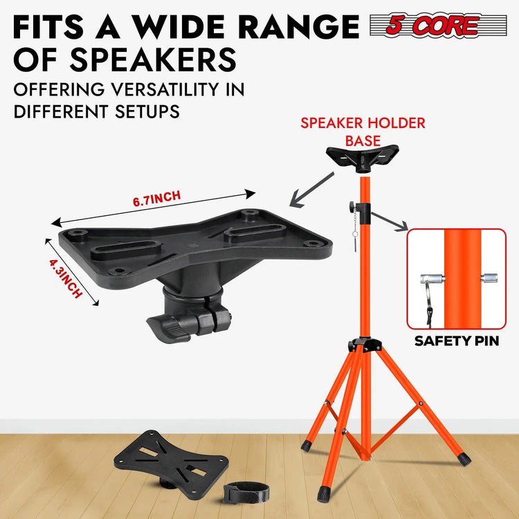 5 Core Speaker Stand Pair Height Adjustable PA DJ Tripod Studio Monitor Stands w 35mm Insert - HONORABLE VETERANS SOLUTIONS