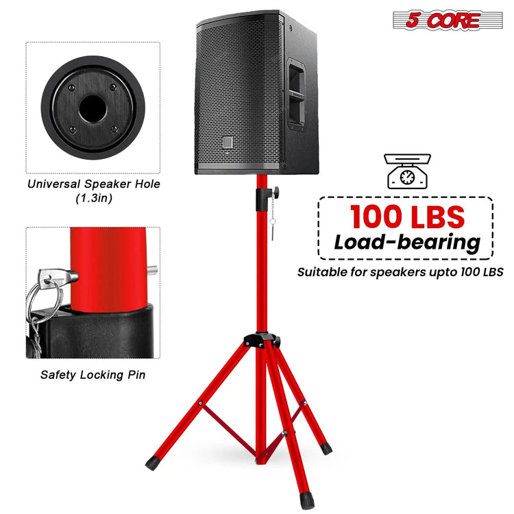 5 Core Speaker Stand Pair Height Adjustable PA DJ Tripod Studio Monitor Stands w 35mm Insert - HONORABLE VETERANS SOLUTIONS